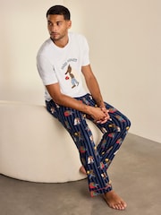 Chelsea Peers Blue Nap Bandit Wolf Graphic Tee Long Pyjamas Set - Image 6 of 7