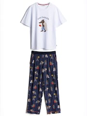Chelsea Peers Blue Nap Bandit Wolf Graphic Tee Long Pyjamas Set - Image 7 of 7