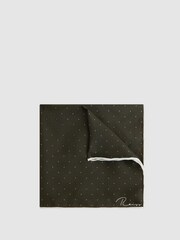 Reiss Dark Green Liam Polka Dot Silk Pocket Square - Image 1 of 5