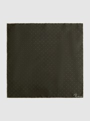 Reiss Dark Green Liam Polka Dot Silk Pocket Square - Image 4 of 5