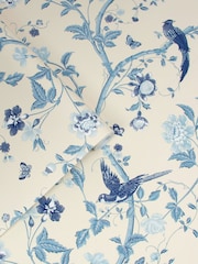 Laura Ashley Royal Blue Summer Palace 10M Wallpaper - Image 1 of 4