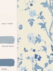 Laura Ashley Royal Blue Summer Palace 10M Wallpaper - Image 4 of 4