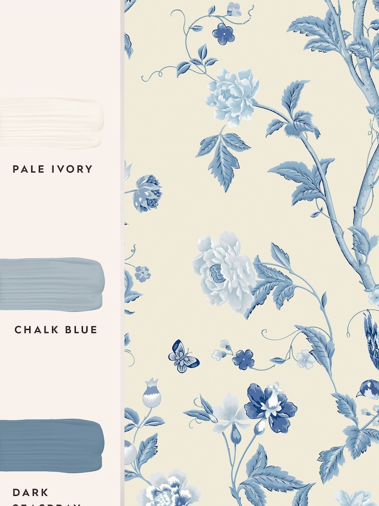Laura Ashley Royal Blue Summer Palace 10M Wallpaper - Image 4 of 4