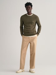 GANT Green 100% Cotton Pique Crew Neck Jumper - Image 1 of 3