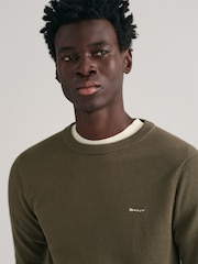 GANT Green 100% Cotton Pique Crew Neck Jumper - Image 3 of 3