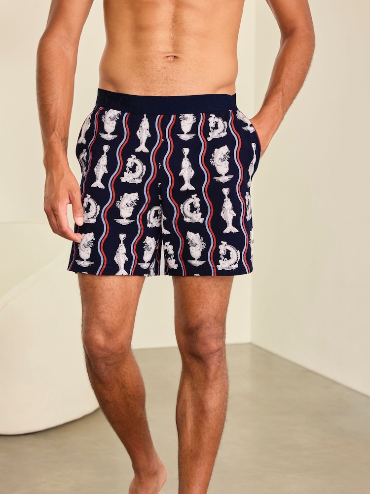 Chelsea Peers Blue Cotton Kiss My Bass Print Pyjama Shorts - Image 6 of 6