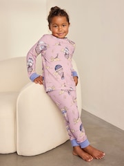Chelsea Peers Pink Kids Cotton Giraffe Cloudhopper Print Long Pyjamas Set - Image 2 of 6