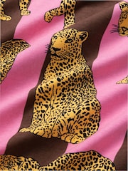 Chelsea Peers Brown Cotton Leopard Stripe Print Long Pyjamas Set - Image 9 of 9