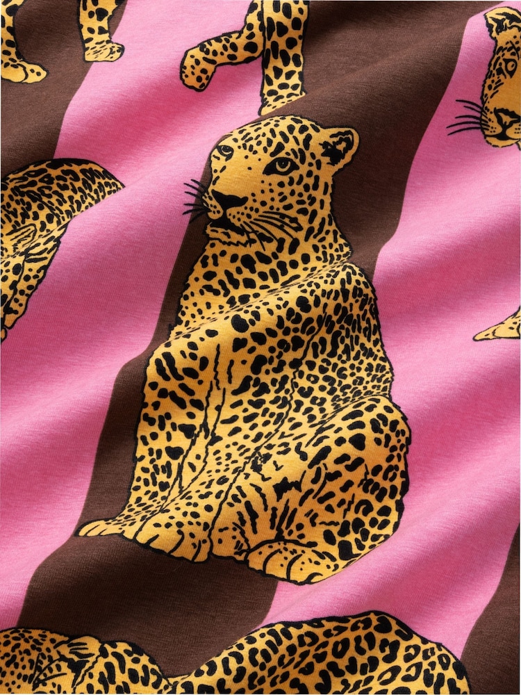 Chelsea Peers Brown Cotton Leopard Stripe Print Long Pyjamas Set - Image 9 of 9 Chelsea Peers Brown Cotton Leopard Stripe Print Long Pyjamas Set - Image 9 of 9
