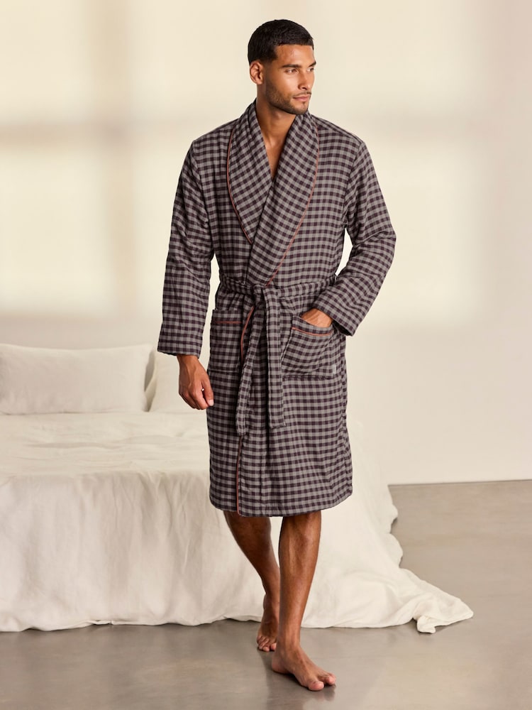Chelsea Peers Red Cotton Gingham Towelling Dressing Gown - Image 1 of 5