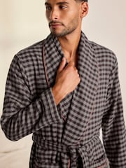 Chelsea Peers Red Cotton Gingham Towelling Dressing Gown - Image 3 of 5