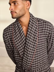 Chelsea Peers Red Cotton Gingham Towelling Dressing Gown - Image 5 of 5