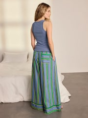 Chelsea Peers Blue Cotton Jewel Stripe Long Pyjamas Set - Image 5 of 10