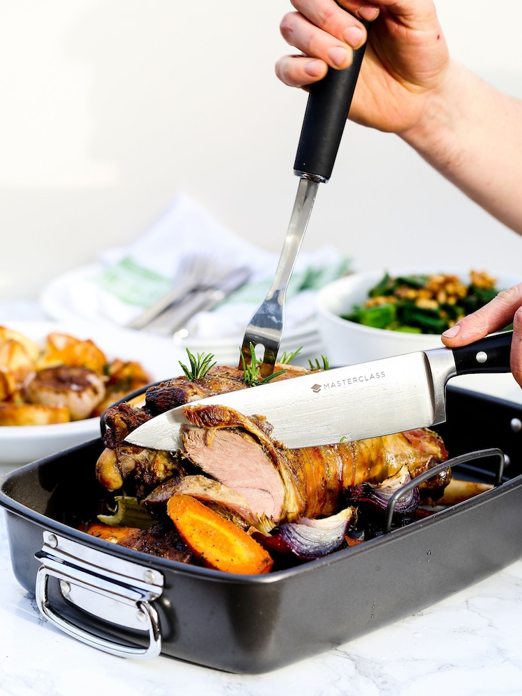 Masterclass Silver Soft Grip Carving Fork - Image 1 of 4 Masterclass Silver Soft Grip Carving Fork - Image 1 of 4