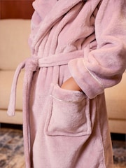 Chelsea Peers Pink Kids Fleece Hooded Dressing Gown - Image 3 of 6