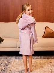 Chelsea Peers Pink Kids Fleece Hooded Dressing Gown - Image 4 of 6