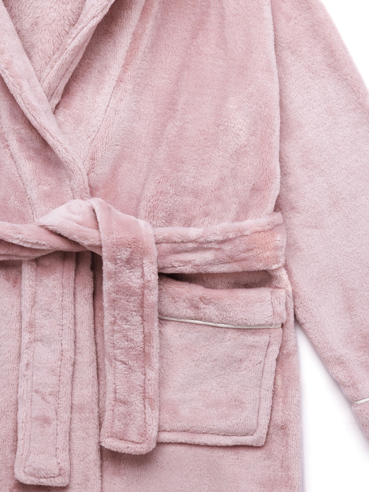 Chelsea Peers Pink Kids Fleece Hooded Dressing Gown - Image 6 of 6 Chelsea Peers Pink Kids Fleece Hooded Dressing Gown - Image 6 of 6