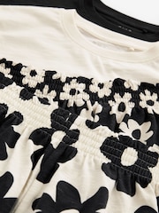 Black/White Floral 100% Cotton Short Pyjamas 2 Pack (3-16yrs) - Image 10 of 11