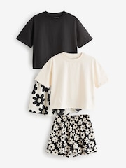 Black/White Floral 100% Cotton Short Pyjamas 2 Pack (3-16yrs) - Image 6 of 11