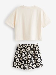 Black/White Floral 100% Cotton Short Pyjamas 2 Pack (3-16yrs) - Image 8 of 11