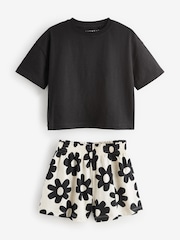 Black/White Floral 100% Cotton Short Pyjamas 2 Pack (3-16yrs) - Image 9 of 11