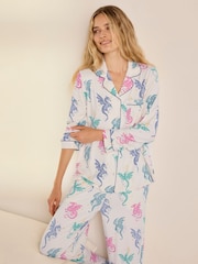 Chelsea Peers Natural Tall Rainbow Dragon Print Long Pyjamas Set - Image 2 of 8