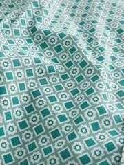 Teal Blue Geometric Regular Fit Printed Short Sleeve Shirt - Image 7 of 7