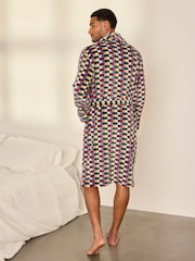 Chelsea Peers Multi Fleece Retro Check Print Dressing Gown - Image 4 of 8