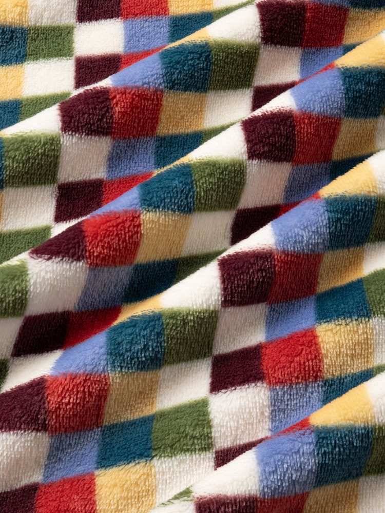 Chelsea Peers Multi Fleece Retro Check Print Dressing Gown - Image 8 of 8 Chelsea Peers Multi Fleece Retro Check Print Dressing Gown - Image 8 of 8