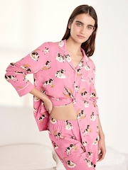 Chelsea Peers Pink Cotton Cosmic Cow Print Long Pyjamas Set - Image 3 of 6