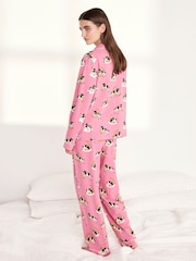 Chelsea Peers Pink Cotton Cosmic Cow Print Long Pyjamas Set - Image 4 of 6