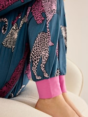 Chelsea Peers Green Jewel Leopard Print Long Pyjamas Set - Image 5 of 8