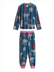 Chelsea Peers Green Jewel Leopard Print Long Pyjamas Set - Image 8 of 8