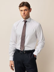White/Bronze Brown Regular Fit Single Cuff Shirt And Tie Pack - Image 1 of 8