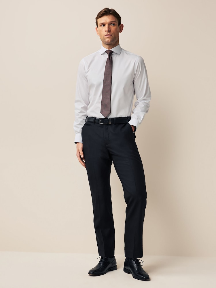 White/Bronze Brown Regular Fit Single Cuff Shirt And Tie Pack - Image 2 of 8