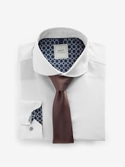 White/Bronze Brown Regular Fit Single Cuff Shirt And Tie Pack - Image 7 of 8