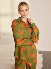 Chelsea Peers Green Cotton Solar Phoenix Print Long Pyjamas Set - Image 2 of 7