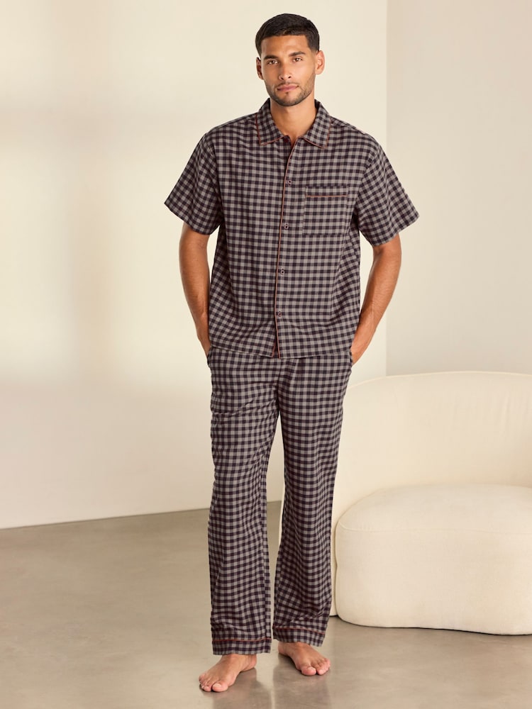 Chelsea Peers Bomull Gingham Lång Pyjamas Set - Bild 1 av 8