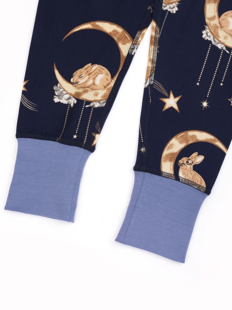 Chelsea Peers Blue Kids Lunar Bunny Print Long Pyjamas Set - Image 10 of 10 Chelsea Peers Blue Kids Lunar Bunny Print Long Pyjamas Set - Image 10 of 10