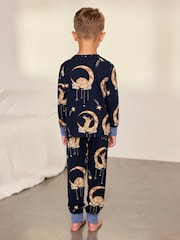 Chelsea Peers Blue Kids Lunar Bunny Print Long Pyjamas Set - Image 4 of 10