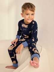 Chelsea Peers Blue Kids Lunar Bunny Print Long Pyjamas Set - Image 5 of 10