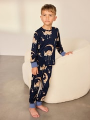 Chelsea Peers Blue Kids Lunar Bunny Print Long Pyjamas Set - Image 7 of 10