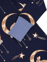 Chelsea Peers Blue Kids Lunar Bunny Print Long Pyjamas Set - Image 9 of 10