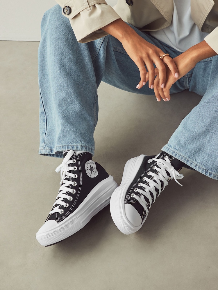 Converse Black Move Platform High Top Trainers - Image 3 of 6