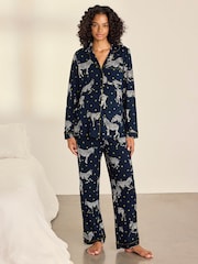 Chelsea Peers Blue Maternity Polka Dot Zebra Print Long Pyjamas Set - Image 1 of 8
