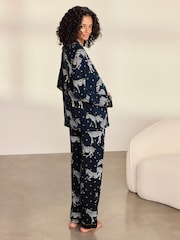 Chelsea Peers Blue Maternity Polka Dot Zebra Print Long Pyjamas Set - Image 4 of 8