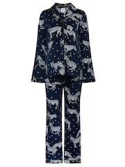 Chelsea Peers Blue Maternity Polka Dot Zebra Print Long Pyjamas Set - Image 7 of 8