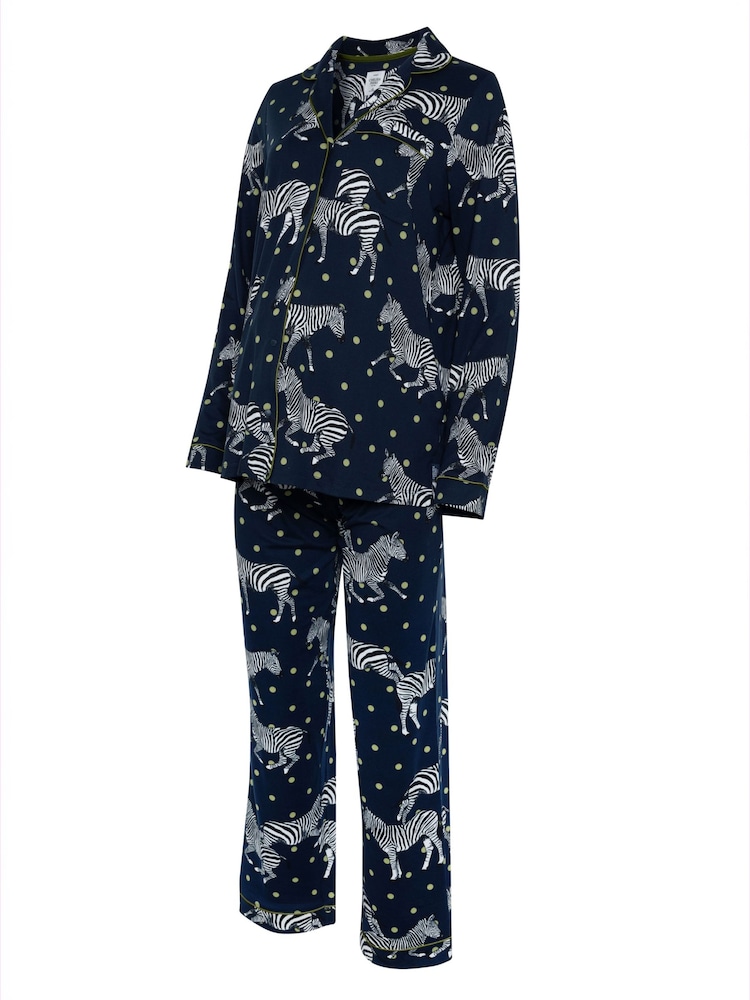Chelsea Peers Blue Maternity Polka Dot Zebra Print Long Pyjamas Set - Image 8 of 8 Chelsea Peers Blue Maternity Polka Dot Zebra Print Long Pyjamas Set - Image 8 of 8