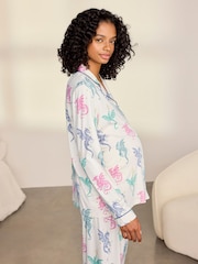 Chelsea Peers Natural Maternity Rainbow Dragon Print Long Pyjamas Set - Image 2 of 8
