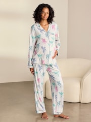Chelsea Peers Natural Maternity Rainbow Dragon Print Long Pyjamas Set - Image 5 of 8